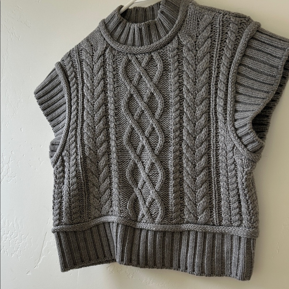 Gray Cable Knit Women's Sweater Vest
